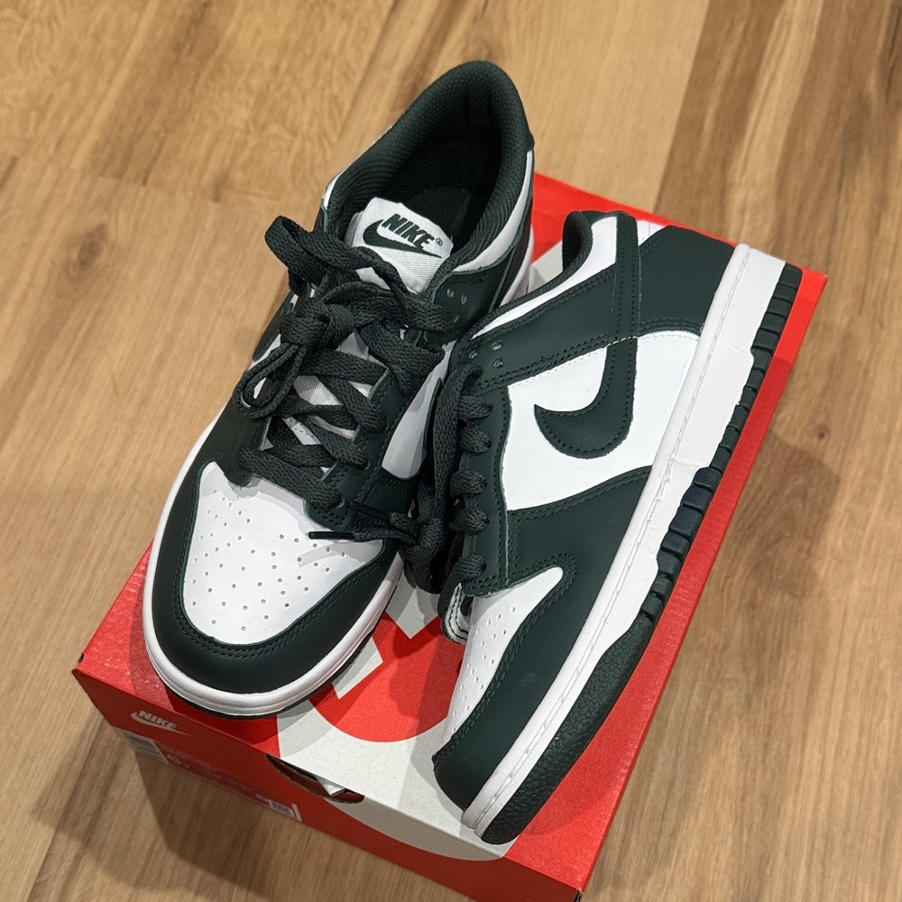 Nike Women's Dark Green and White Sneakers